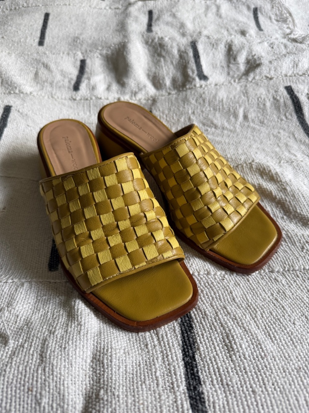 Paloma Wool Chess Shoes Mules in Yellow / Chartreuse Green Sz 37 / 7 💛💚
